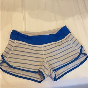 Lulu lemon blue and white striped speed shorts!